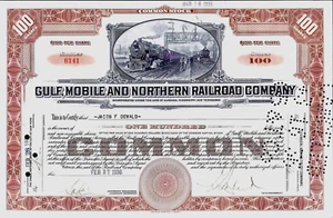 Gulf, Mobile and Northern Railroad Company, 1936 (100 Shares) - Bild 1 von 2
