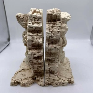 Vintage Decorative cherub Bookends heavy faux stone 6.5” tall angels cream - Picture 1 of 5