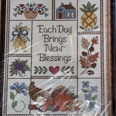 Current Harvest of Blessings Counted Cross Stitch Autumn Fall Vintage OPENED - Image 1 of 4