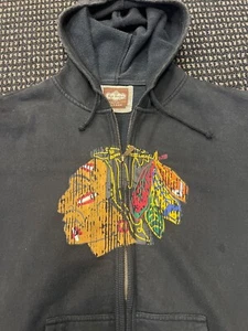 Vintage Chicago Blackhawks Red Jacket Hoodie with Blackhawks Graphics Black XL - Picture 1 of 8