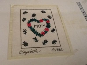 Handpainted Needlepoint Canvas –Mom in Floral Heart –Pinks and Greens New #2-2 - Picture 1 of 5