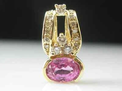 14K Yellow Gold Plated 18" IN 2Ct Oval Cut Lab Created Pink Ruby Women's Pendant - Image 1 of 4