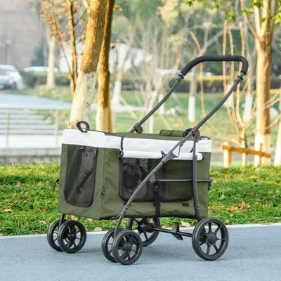 PawHut 2 in 1 Hundewagen Hundebuggy klappbar für Hunde & Katzen bis 10 kg - Bild 1 von 4