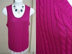 Chico's pink sweater size 3 L XL 16 18 XMAS HOLIDAY shimmer vest cable knit top - Picture 1 of 7