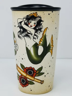 Taza de café Starbucks Ed Hardy 2015 sirena marinero rosa tatuaje cerámica 12 oz Foto 1 de 4