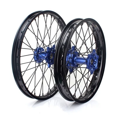For Yamaha 21/18 CNC Wheels Set YZ250F YZ450F 14 15 16 17-25 Black Rim Blue Hub Foto 1 de 4