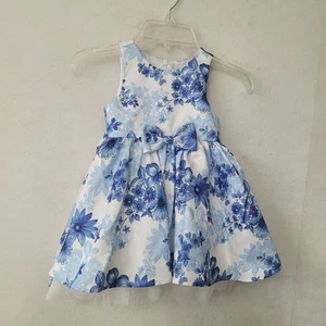 Vestido Princesa Americana Niña 2T Azul Floral Malla Forrado Lazo Fiesta Boda - Imagen 1 de 11