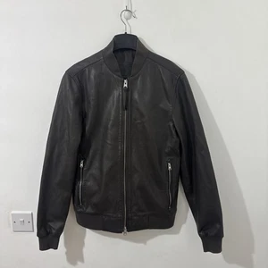ALL SAINTS Leather Bomber Jacket Dark Grey NIKO Biker - Men’s S Small - Picture 1 of 6