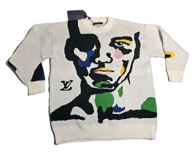 LOUIS VUITTON Japan KIDSUPER Intarsia Cashmere Wool Crewneck RM232 Sweater Sz XL - Image 1 of 4