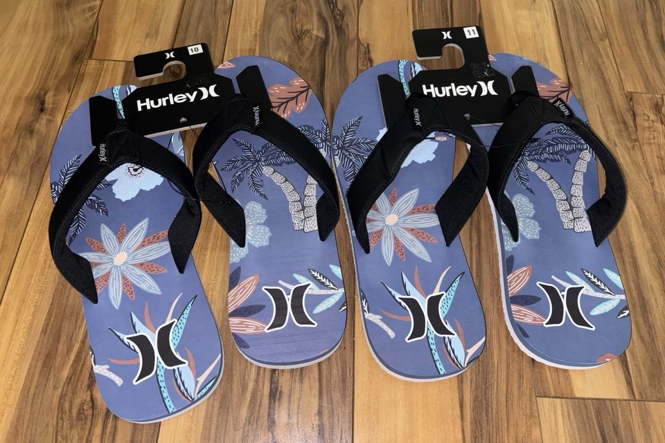 НОВЫЕ мужские сандалии-шлепанцы Hurley размер 10/11 с цветочным принтом - Изображение 1 из 4