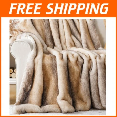Thick Plush Mink Faux Fur Throw Blanket - Large, Heavyweight for Napping - Image 1 of 4