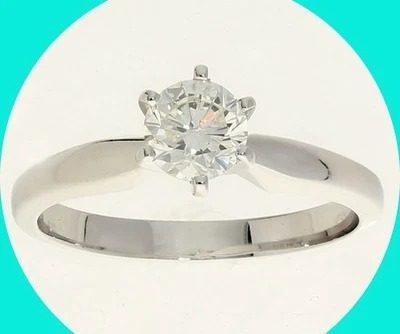 Помолвочное кольцо с одним натуральным бриллиантом 0,70 карата 14 карат круглый бриллиант размер 8 - Изображение 1 из 4