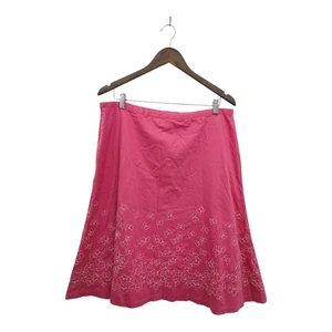 Liz Claiborne Womens A Line Cotton Embroidery Butterfly Midi Skirt Pink Zip 16 - Picture 1 of 10