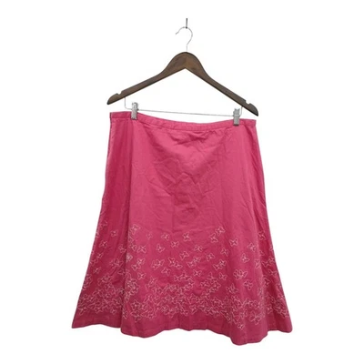 Liz Claiborne Womens A Line Cotton Embroidery Butterfly Midi Skirt Pink Zip 16 - Image 1 of 4