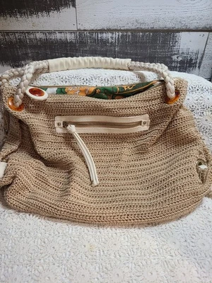 The Sak Tan/Beige Crochet 2-Handle Shoulder Bag Tote With Charms - Image 1 of 4
