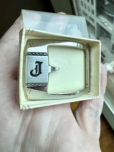 Vintage Hickok Silver Tone Belt Buckle With Initial J Fits .75" Belt w/Orig Box - Picture 1 of 16