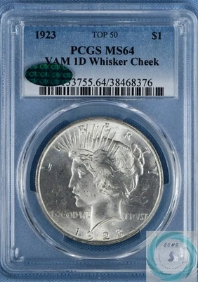 1923 Peace Dollar PCGS MS64 VAM 1D Whisker Cheek w/CAC - Brilliant and Frosty!!! - Image 1 of 4