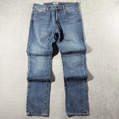 Jeans Abercrombie Fitch Hombre 33x34 Azul Ajustado Recto Denim Preppy De Colección Foto 1 de 4