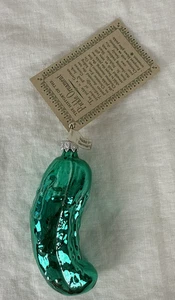 Adorno Vintage Vidrio Mercurio Pickle - Nuevo con etiquetas - Hecho en Alemania - 4" de largo - Imagen 1 de 5