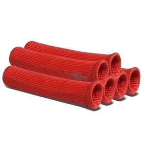 X6 HIGH HEAT SHIELD RED SPARK PLUG WIRE BOOT PROTECTOR SLEEVE COVER/WRAP 6-CYL - Picture 1 of 4