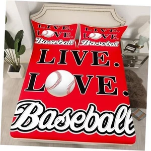 Baseball Fitted Sheet for Girls Boys Kids Baseball Games Bed Twin Multi 06 - Picture 1 of 8