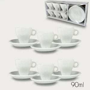 Arca Confezione Di 6 Tazzine Caffè Con Piattino 90 Ml Colore Bianco - Photo 1/1