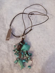 Neu mit Etikett J. JILL TÜRKISFARBENE HALSKETTE MIT FISCHEN, MUSCHEL & STEINEN - TOLLE GESCHENKIDEE! - Bild 1 von 10