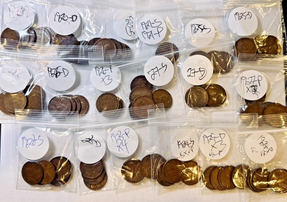 Huge 1920's 1c Haul ~ 95 Coins ~ More than Half S & D Mints ~ Most VG - VF ?~WOW - Image 1 of 4