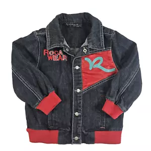 Rocawear Jacket Kids Size 3T Blue Denum Pockets Snap Button Red Trim - Picture 1 of 10
