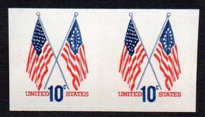 1519a 10c Flag imperf pair MNH - Picture 1 of 1