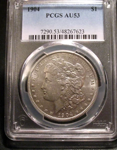 OLD US COINS 1904 PCGS AU53 MORGAN SILVER DOLLAR - Picture 1 of 2