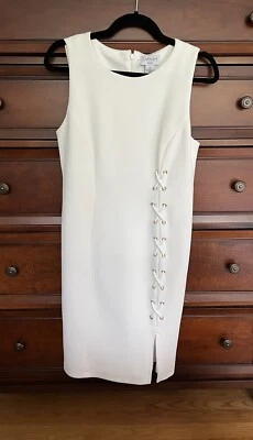 Vestido Carmen Marc Valvo Texturizado Náutico Blanco Con Cordones Talla 10 Foto 1 de 4