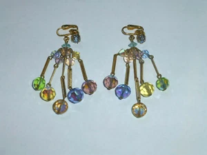 Pendientes colgantes vintage de cristal AB de 5 hilos con araña - Imagen 1 de 3