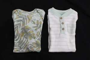 Carter's Baby Boy's 2-Pack S/S Cotton Rompers AH4 White/Green Size 6M NWT - Picture 1 of 7