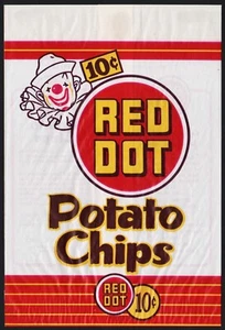 Vintage bag RED DOT POTATO CHIPS clown pictured 10 cents Frito-Lay Dallas Texas - Picture 1 of 3