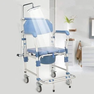 Dusch-Toilettenrollstuhl Duschrollstuhl Atlantic Mit Hygieneausschnitt & Rollen - Bild 1 von 11