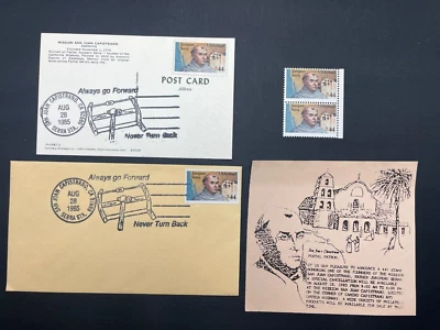 1985 44c US Stamp Junipero Serra Lot First Day Postcard Envelope Capistrano MNH - Image 1 of 4