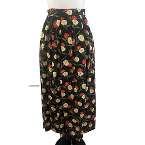 Falda Susan Bristol Talla 16 Negra Naranja Floral Larga Línea A Granny Core Modesta - Imagen 1 de 14