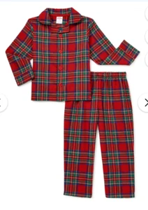Holiday Time Kids Unisex 2 Piece Flannel Top Bottom Pajama Set Red Size 8 - Picture 1 of 3