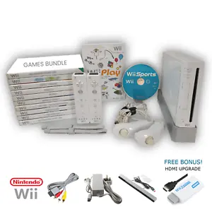 Nintendo Wii Console with Games - 2x Controllers - Wii Sports, Wii Play + HDMI - Picture 1 of 4