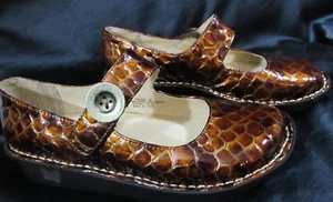 Alegria Leather Paloma Mary Jane Choco Croco PAL-802- Women's- Size 38 US 7.5 - Picture 1 of 10
