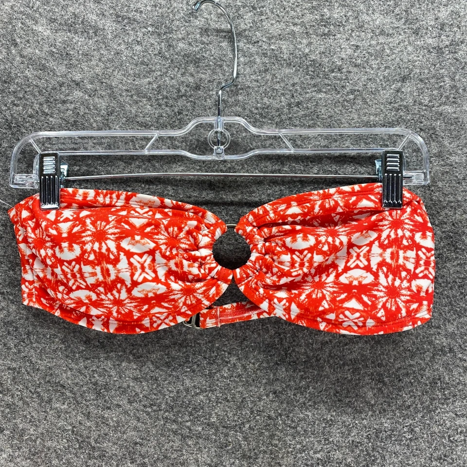 Converse All Star Bikini Top Women M Medium Red Geometric Nylon Lined Strapless - Image 1 of 4