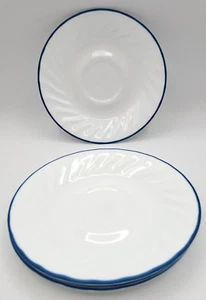 4 CORELLE Blue Velvet Roses Saucer - 6 1/4" Diameter - Swirl Edges - Corning - Picture 1 of 12
