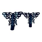 Two Pc Black Butterfly Clips with Blue Rhinestones