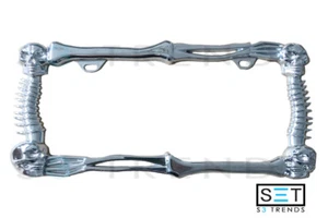 Chrome Metal Skeleton Skull Bones License Plate Tag Frame Holder for Car Truck  - Picture 1 of 1