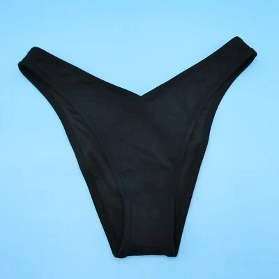 Victorias Secret Large Black Brazilian Deep Cut V Bikini Bottom Swimwear Beach - Image 1 of 4