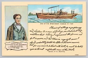 John Fitch inventor de Steamboat escritura a mano y postal de barco - Imagen 1 de 2