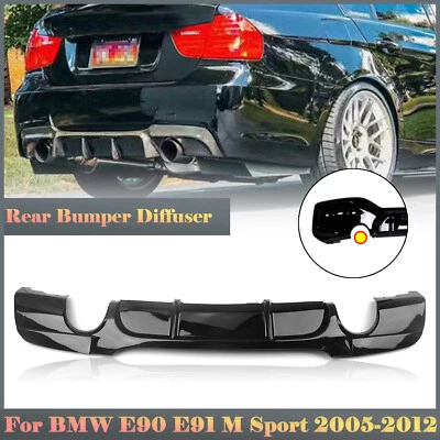 Rear Bumper Diffuser Lip Dual Exhaust Tip For BMW 3 Series E90 E91 M 2005-2012 - image 1 of 4