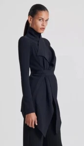 Scanlan Theodore Crepe Knit Jacket Cardigan Wrap Drape Front Size S Fitted Basic - Picture 1 of 10