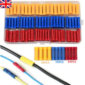 200Pcs Insulated Straight Butt Connectors Electrical Crimp Terminals Wire Cable - Picture 1 of 15